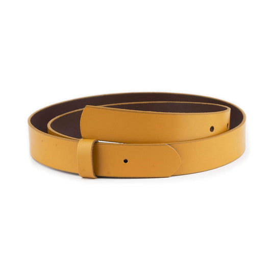 3.0 cm Mustard Leather Belt Strap For Dunhill Buckles Womens Replacement Premade Hole