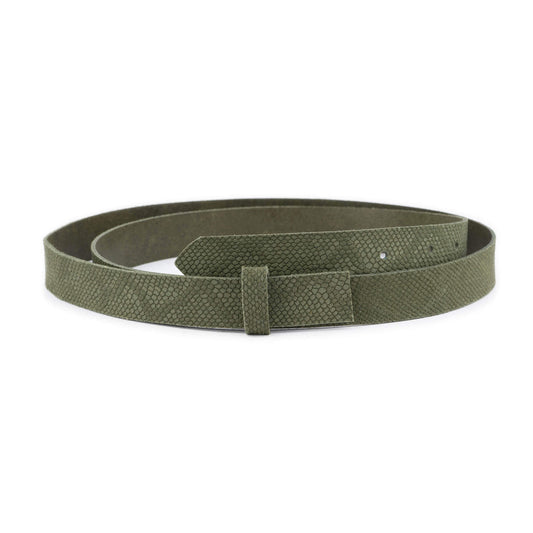 2.5 cm Olive Green Snake Emboss Leather Belt Strap For Ferragamo Buckles