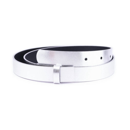 2.5 cm Silver Leather Belt Strap For Ferragamo Buckles Womens Replacement