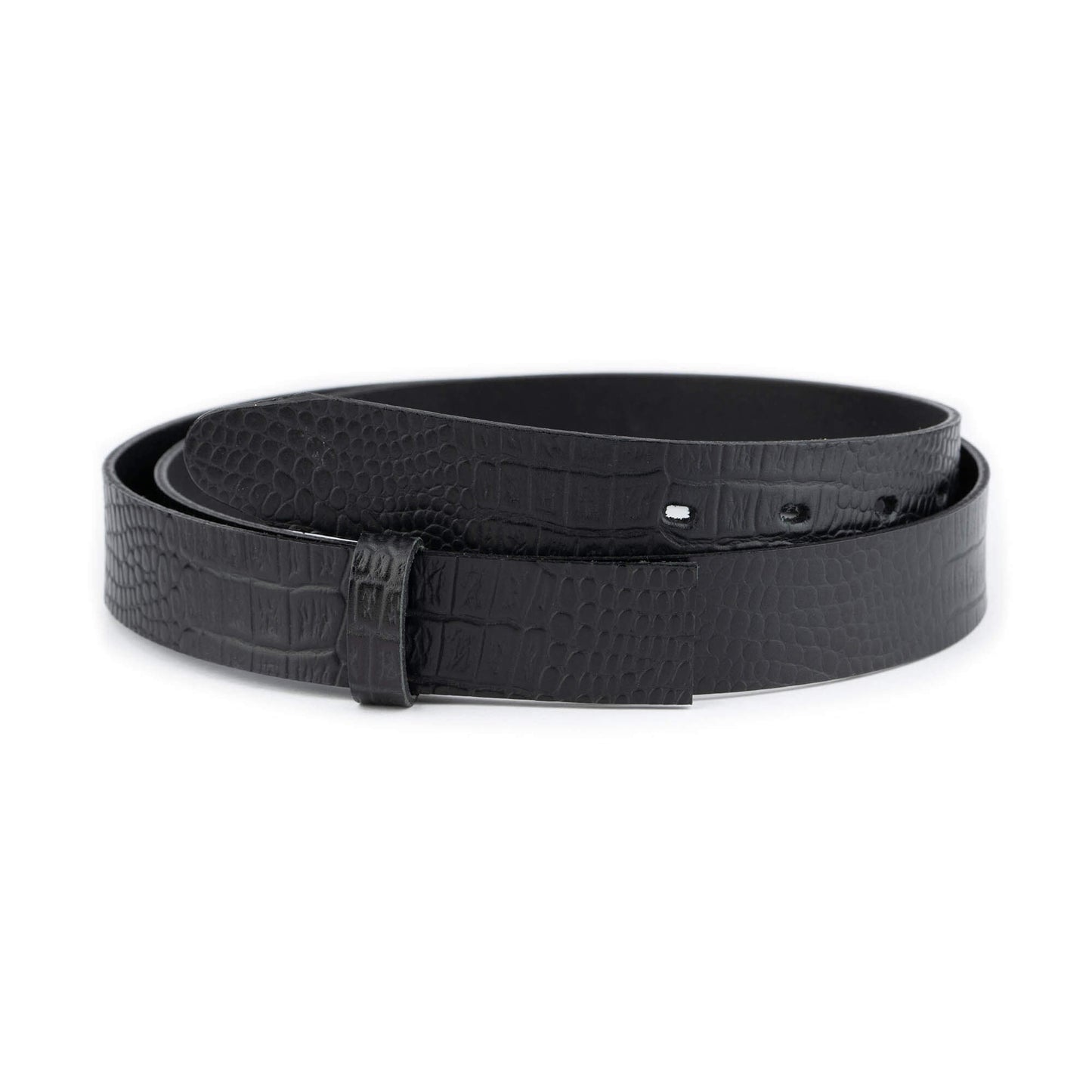 3.0 cm Black Croco Embossed Leather Belt Strap For Dunhill Buckles Replacement