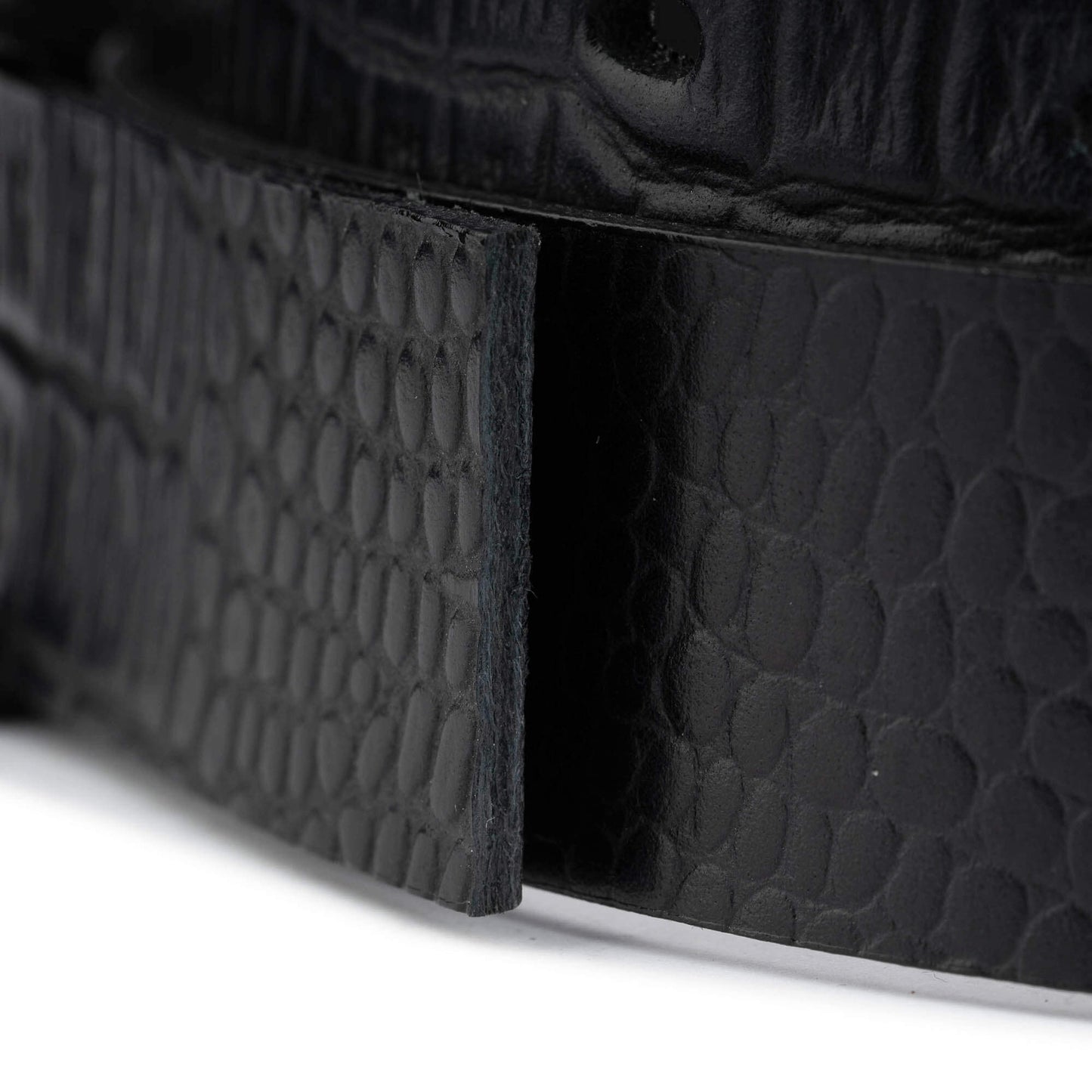 3.0 cm Black Croco Embossed Leather Belt Strap For Dunhill Buckles Replacement