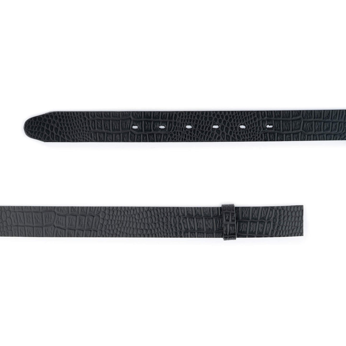 3.0 cm Black Croco Embossed Leather Belt Strap For Dunhill Buckles Replacement