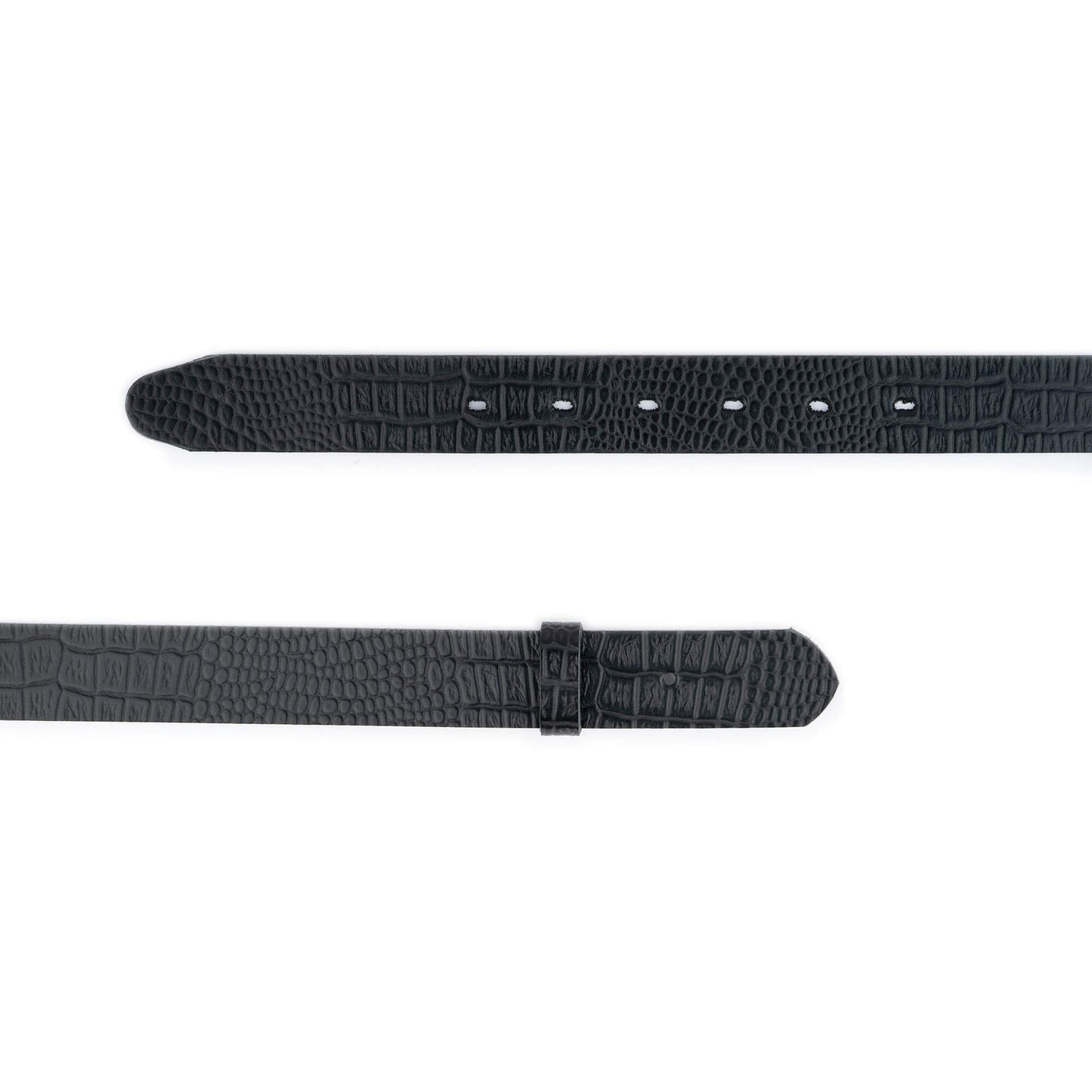 3.0 cm Black Croco Embossed Leather Belt Strap For Montblanc Buckles Replacement Pre-made Hole