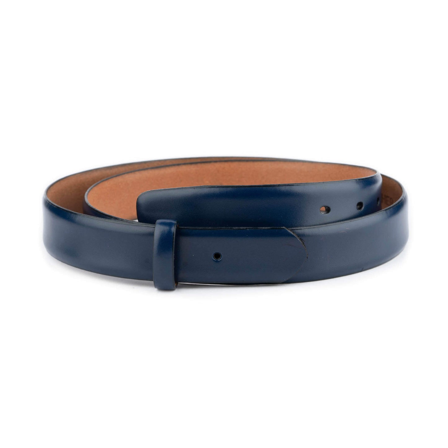 3.0 cm Dark Blue Leather Belt Strap For Ferragamo Buckles Replacement Pre-made Hole