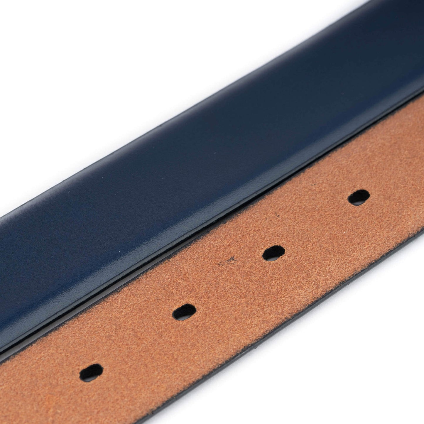 3.0 cm Dark Blue Leather Belt Strap For Versace Buckles Replacement Pre-made Hole