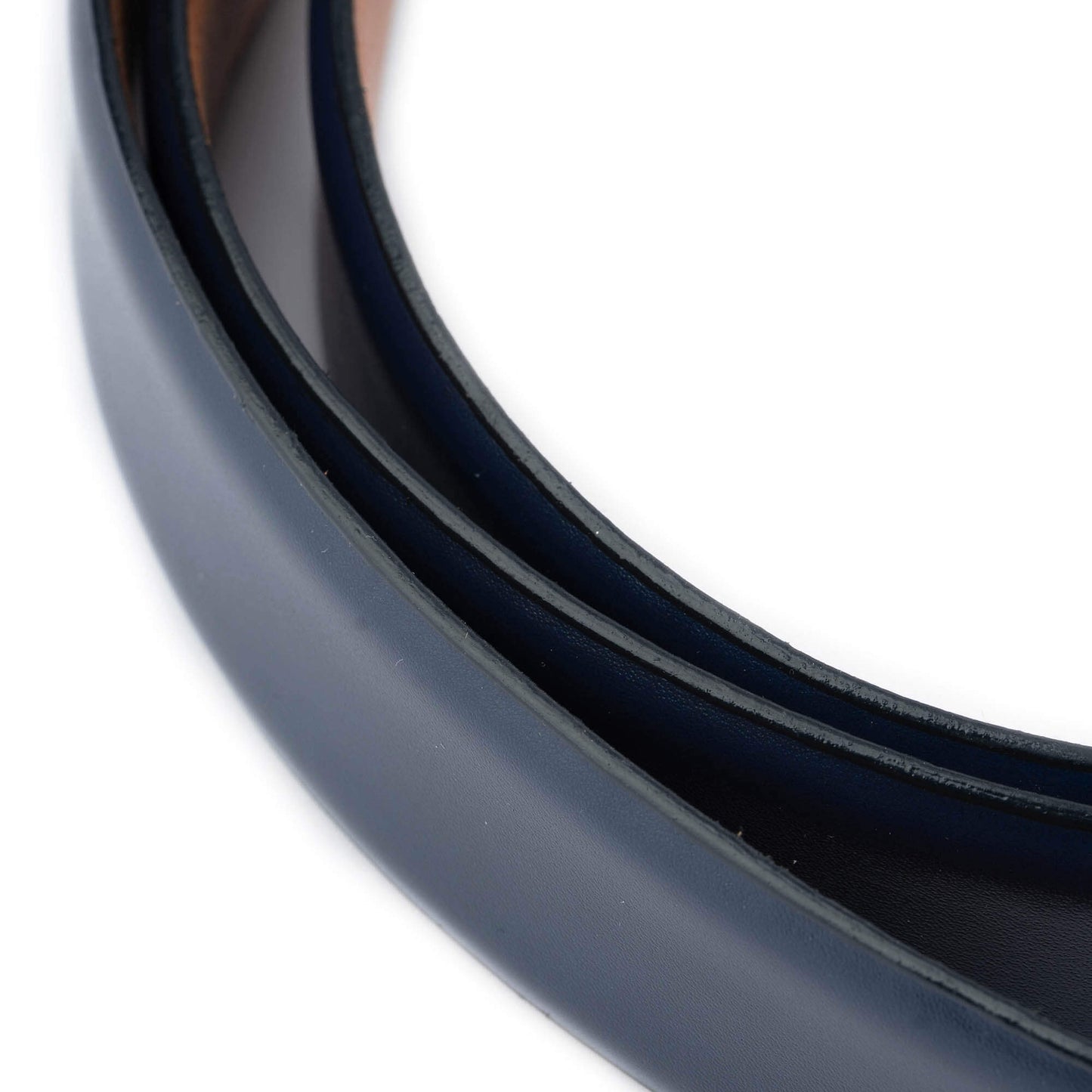 3.0 cm Dark Blue Leather Belt Strap For Versace Buckles Replacement Pre-made Hole