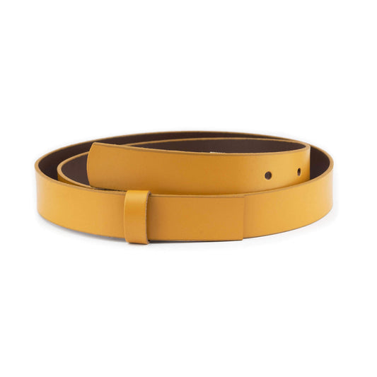 3.0 cm Mustard Leather Belt Strap For Dunhill Buckles Womens Replacement Cut End