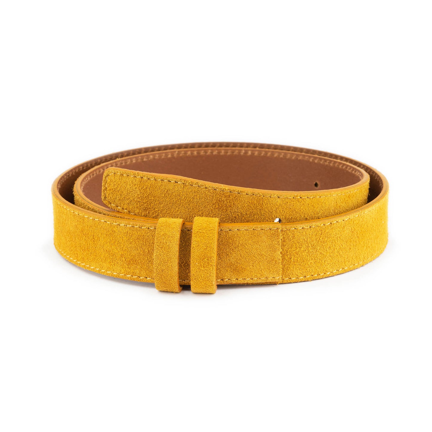 3.5 cm Camel Suede Leather Belt Strap For Ferragamo Buckles Replacement