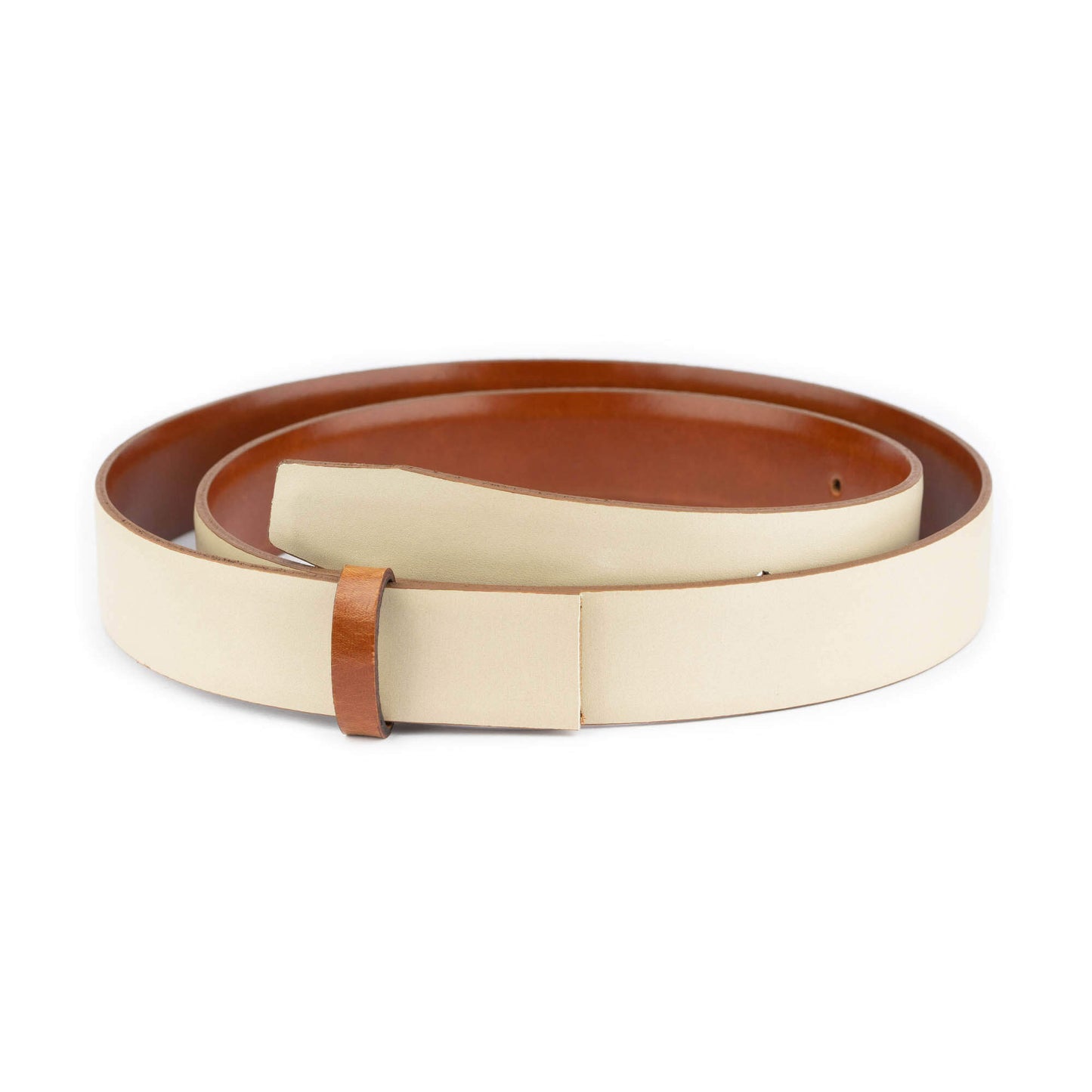 3.5 cm Reversible Beige Leather Belt Strap For Cartier Buckles Replacement