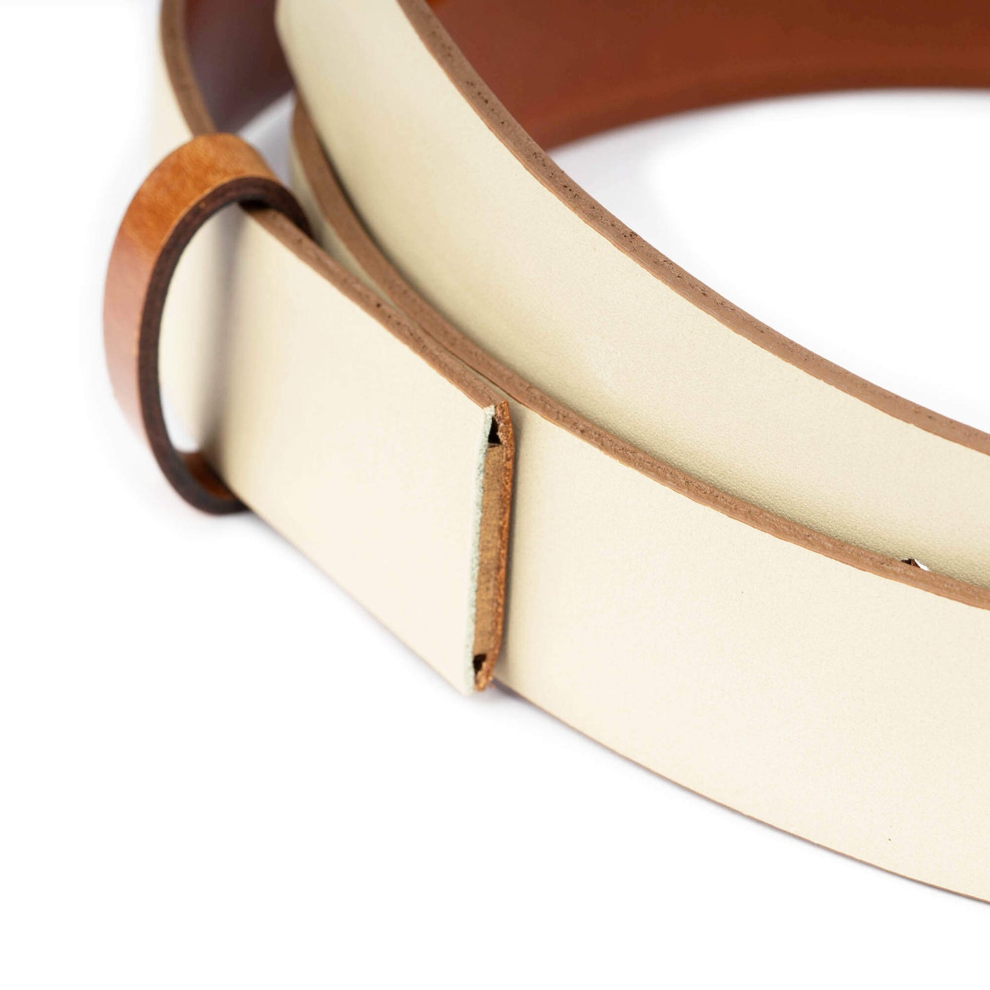 3.5 cm Reversible Beige Leather Belt Strap For Ferragamo Buckles Replacement