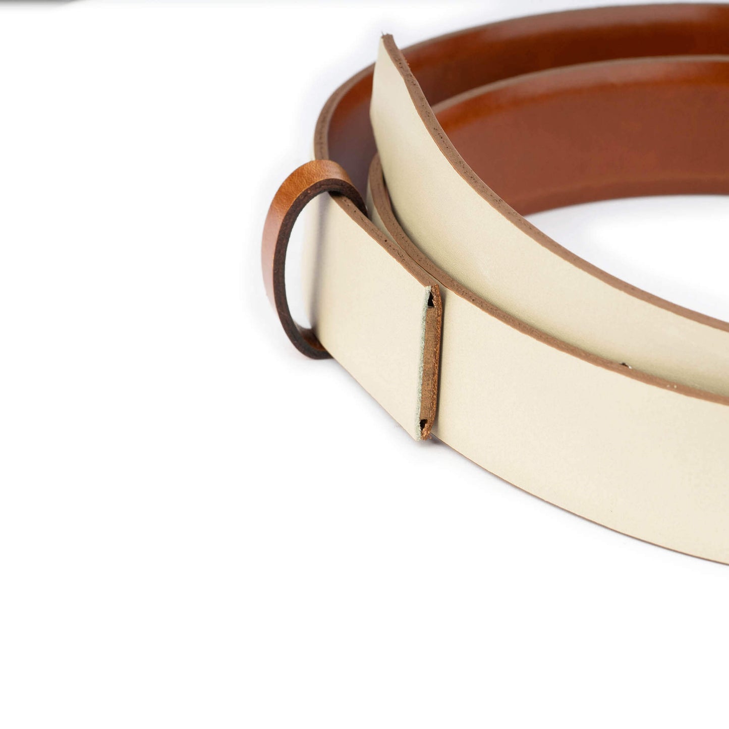 3.5 cm Reversible Beige Leather Belt Strap For Dunhill Buckles Replacement