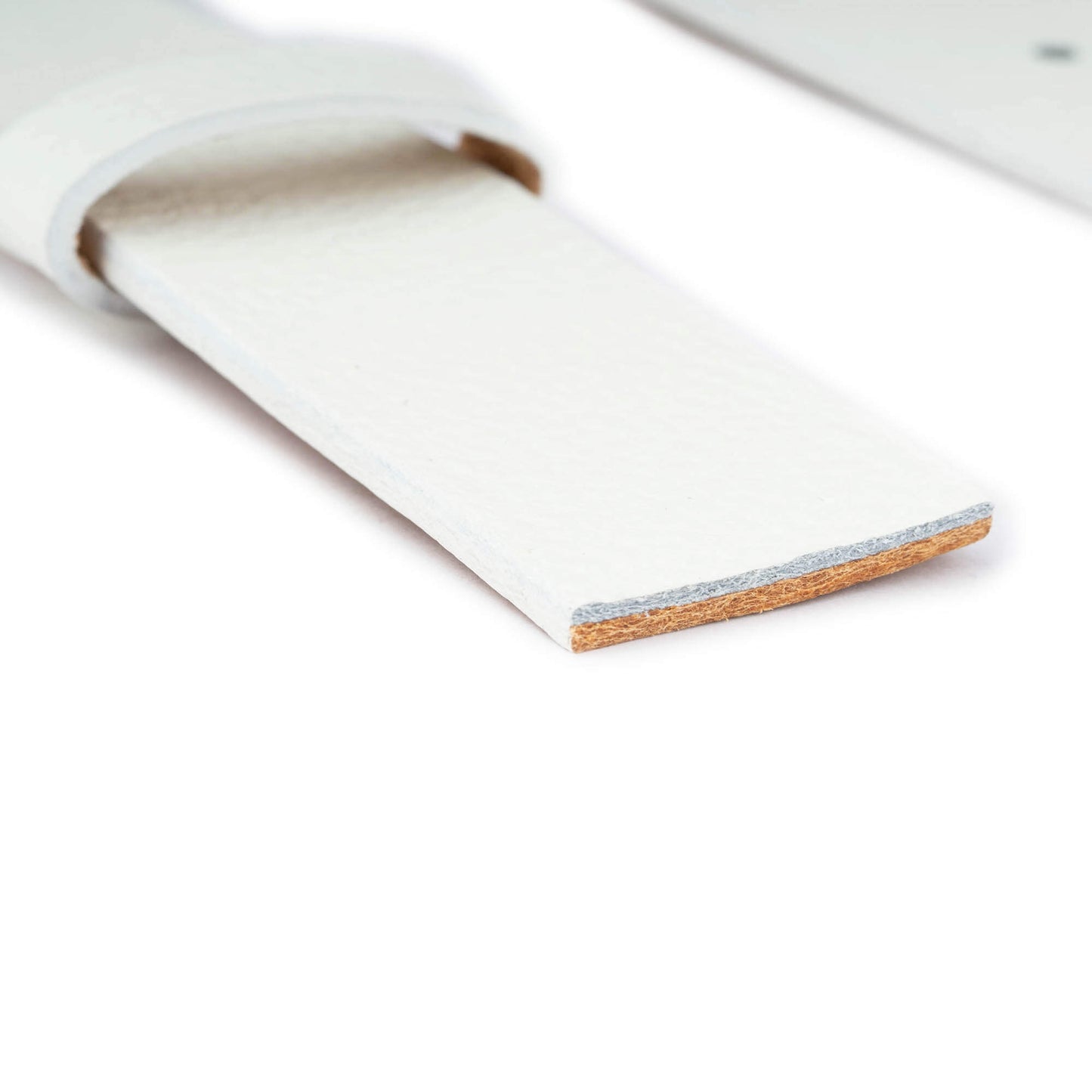 3.5 cm White Pebbled Leather Belt Strap For Ferragamo Buckles Replacement