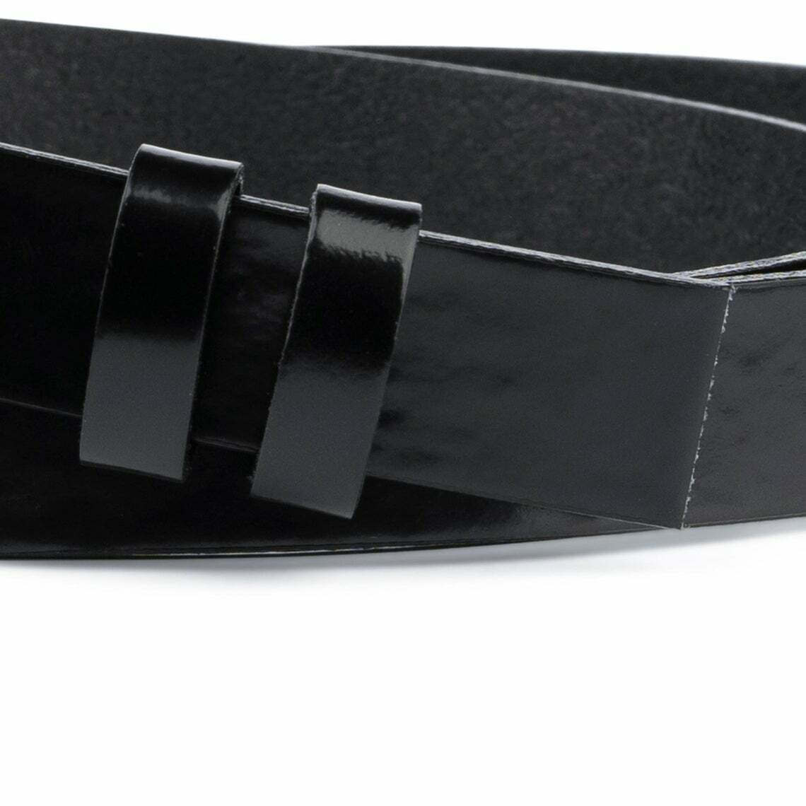 1” Womens Patent Leather Belt No Buckle For Dunhill Belts Thin Narrow Strap