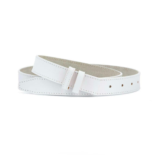 White Leather Belt With No Buckle For Ferragamo 30mm Mens Womens Golf Wedding