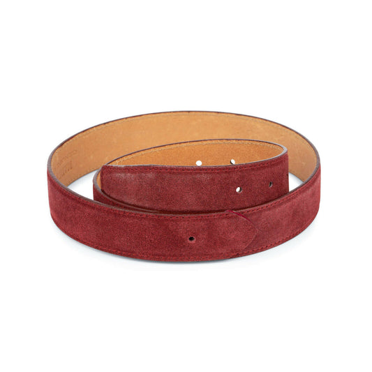 Burgundy Mens Suede Belt Strap For Ferragamo Without Buckle Replacement Real