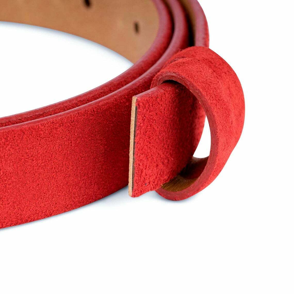 Red Suede Belt Strap 1 Inch For Ferragamo Buckles 25 Mm Genuine Leather Women