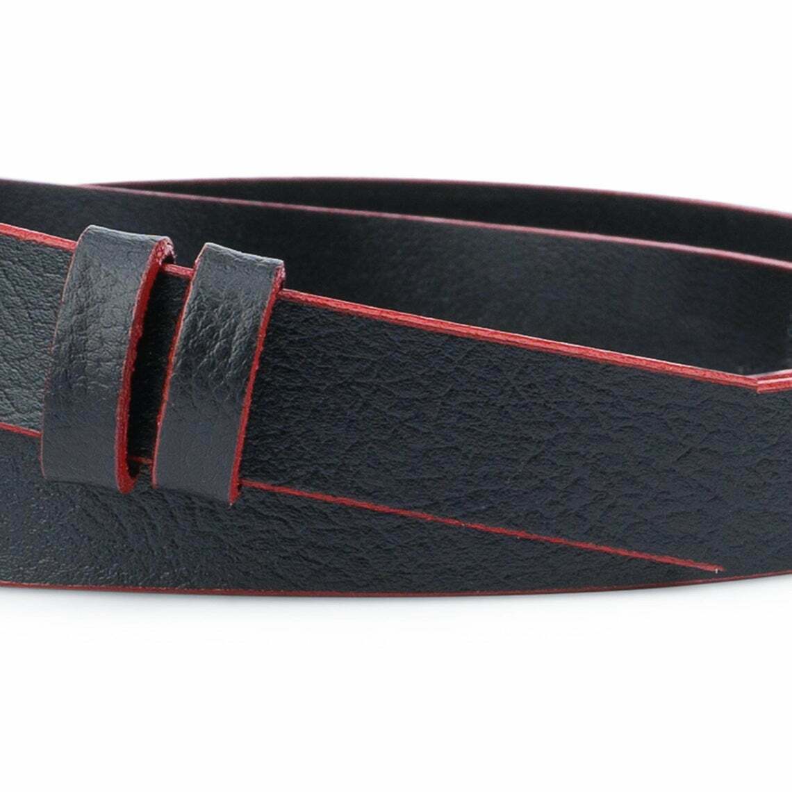 1 inch Black Leather Belt Strap For Cartier Mens Womens Narrow Red Replacement