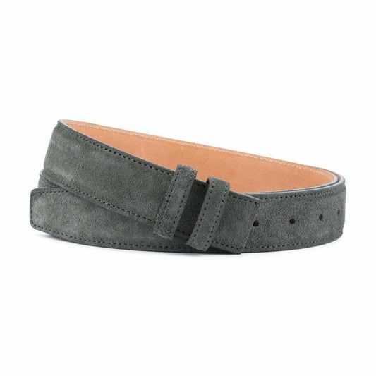 Mens Grey Suede Belt Strap Replacement For Montblanc Buckles 35mm Gray Leather