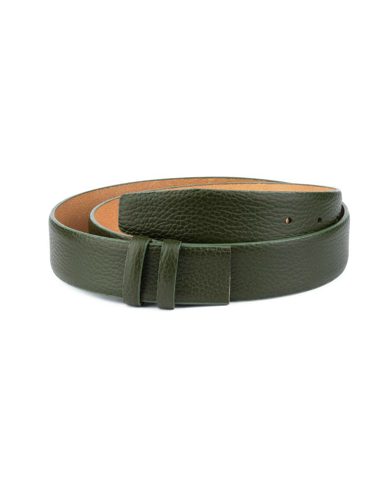 Mens Green Leather Belt Strap For Ferragamo No Buckle 35 Mm Replacement