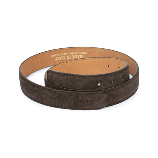 Mens Brown Suede Belt Without Buckle For Ferragamo Buckle Real Leather