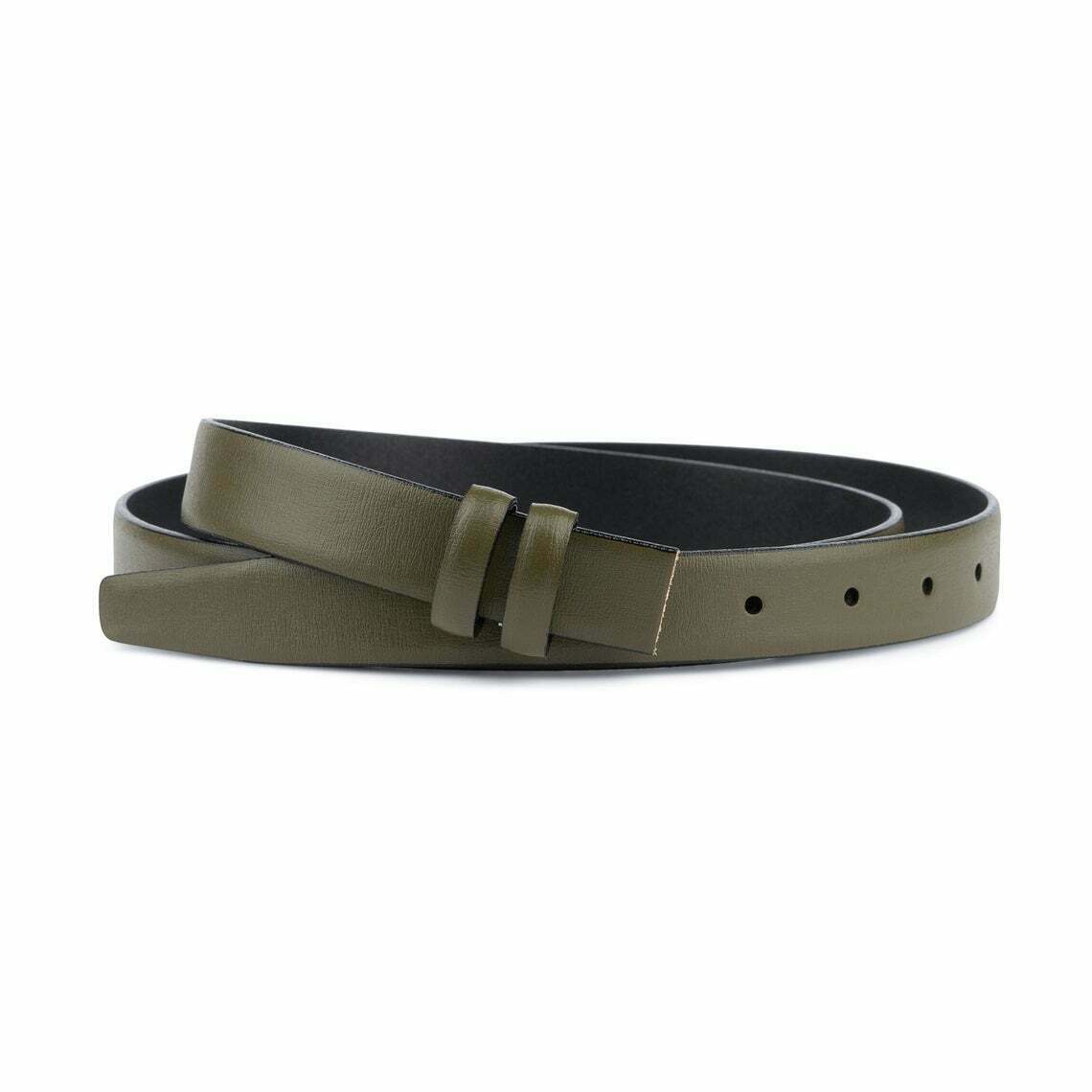 1 Inch Olive Green Belt Strap No Buckle For Dunhill 25 Buckles Womens Belts