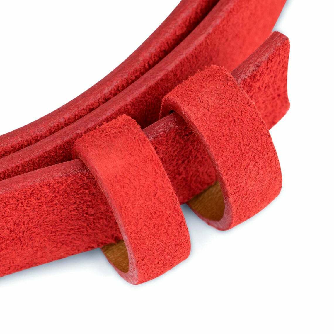 Red Suede Belt Strap 1 Inch For Cartier Buckles 25 Mm Genuine Leather Women