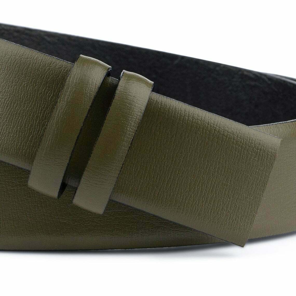 Olive Green Belt Strap Replacement For Cartier Buckles 35mm Mens 100% Leather