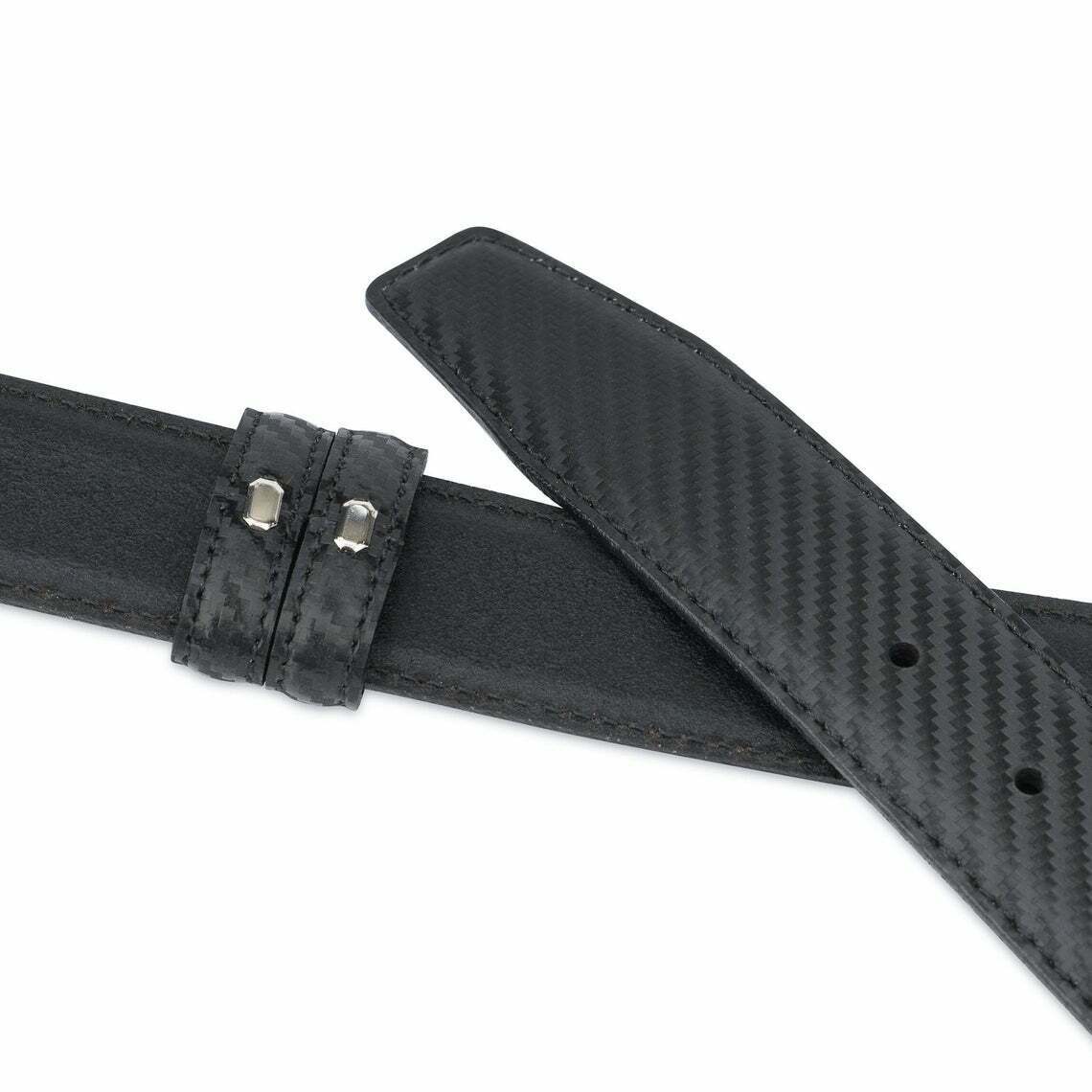 Carbon Fiber Mens Black Leather Belt Strap Replacement For Dunhill Belts 35mm