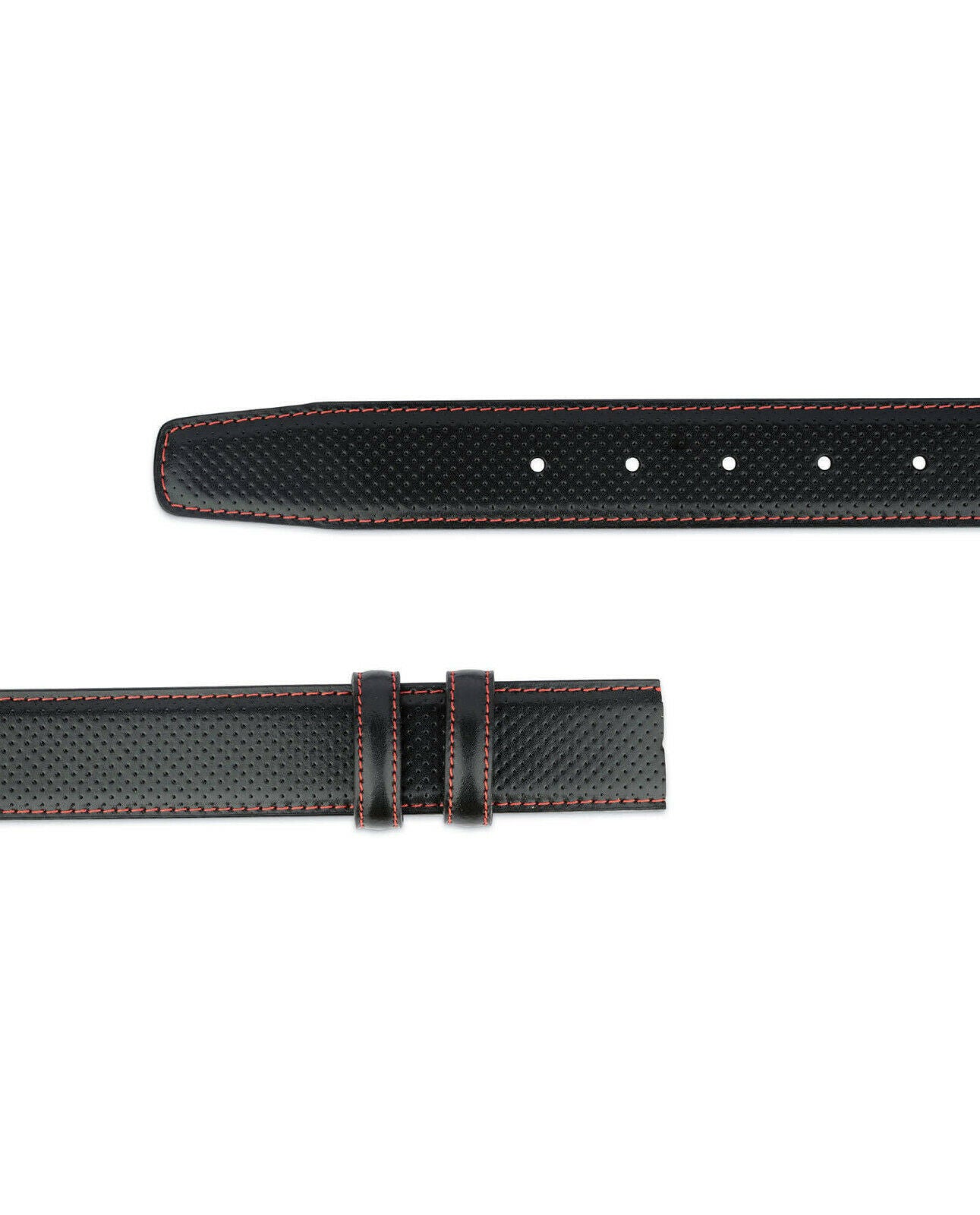 Black Belt Strap For Dunhill Perforated Replacement Red Genuine Leather 35 Mm