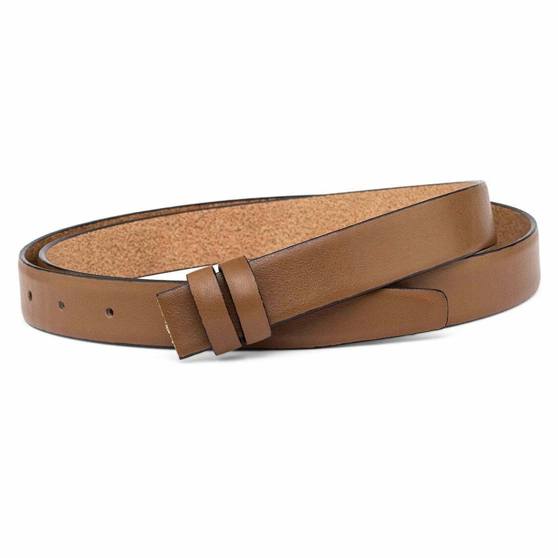 Brown Belt Strap No Buckle Beige Tan For Cartier Adjustable Mens Genuine 25mm