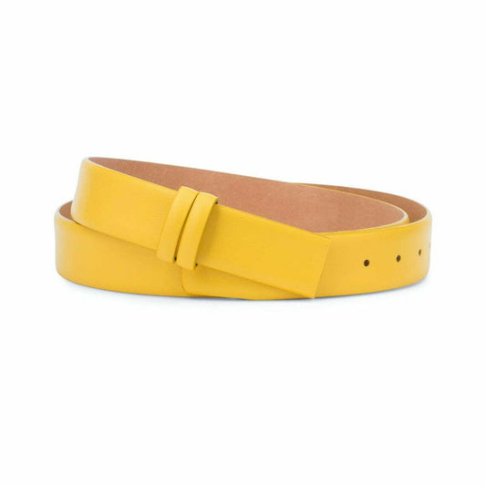 Yellow Leather Belt Strap For Montblanc Buckles Men Women Belts Replacement 35mm