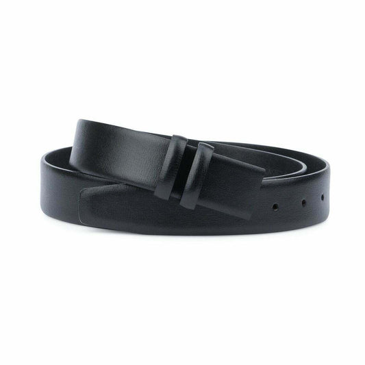 35 Mm Black Leather Belt Without Buckle Mens Replacement Belt Strap Belt Smooth