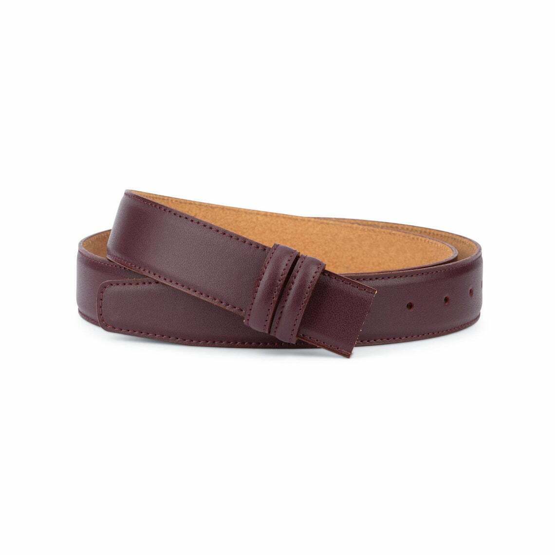 Burgundy Leather Belt Strap For Ferragamo Buckles Mens Belts 1 3-8 Inch Red