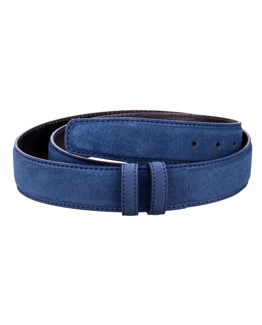 Mens Blue Suede Belt No Buckle Replacement Strap For Montblanc Buckles 35mm