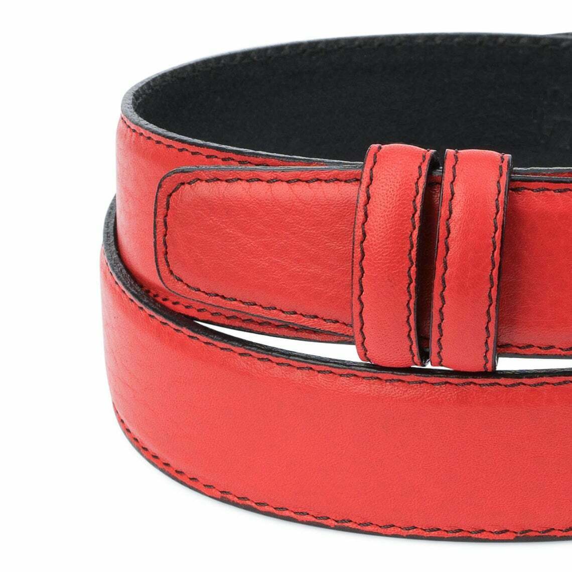 Red Leather Belt Strap Adjustable For Ferragamo Buckles Mens Replacement 1 3-8''