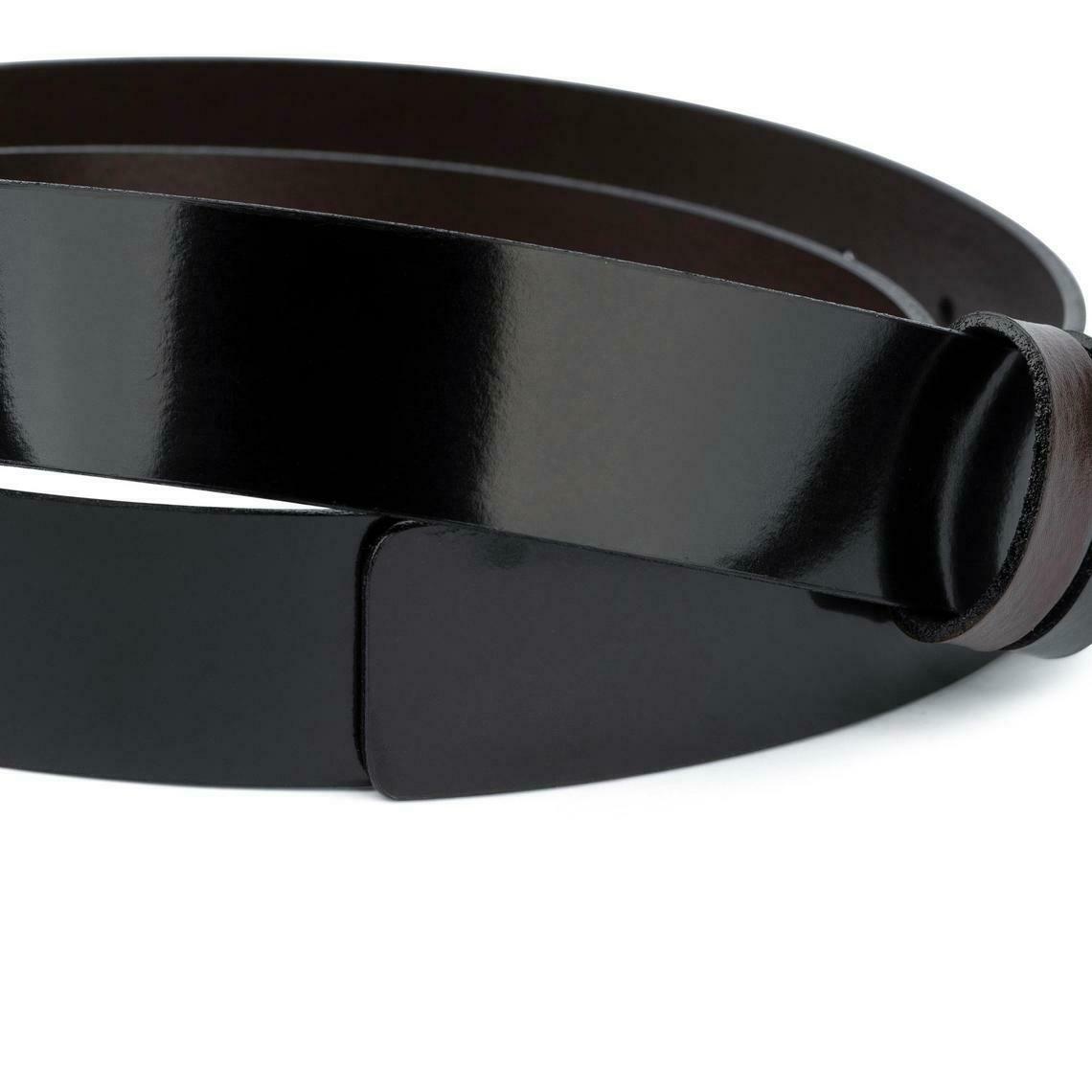 Black Brown Patent Leather Belt Reversible Strap For Cartier Buckles 35 Mm Men