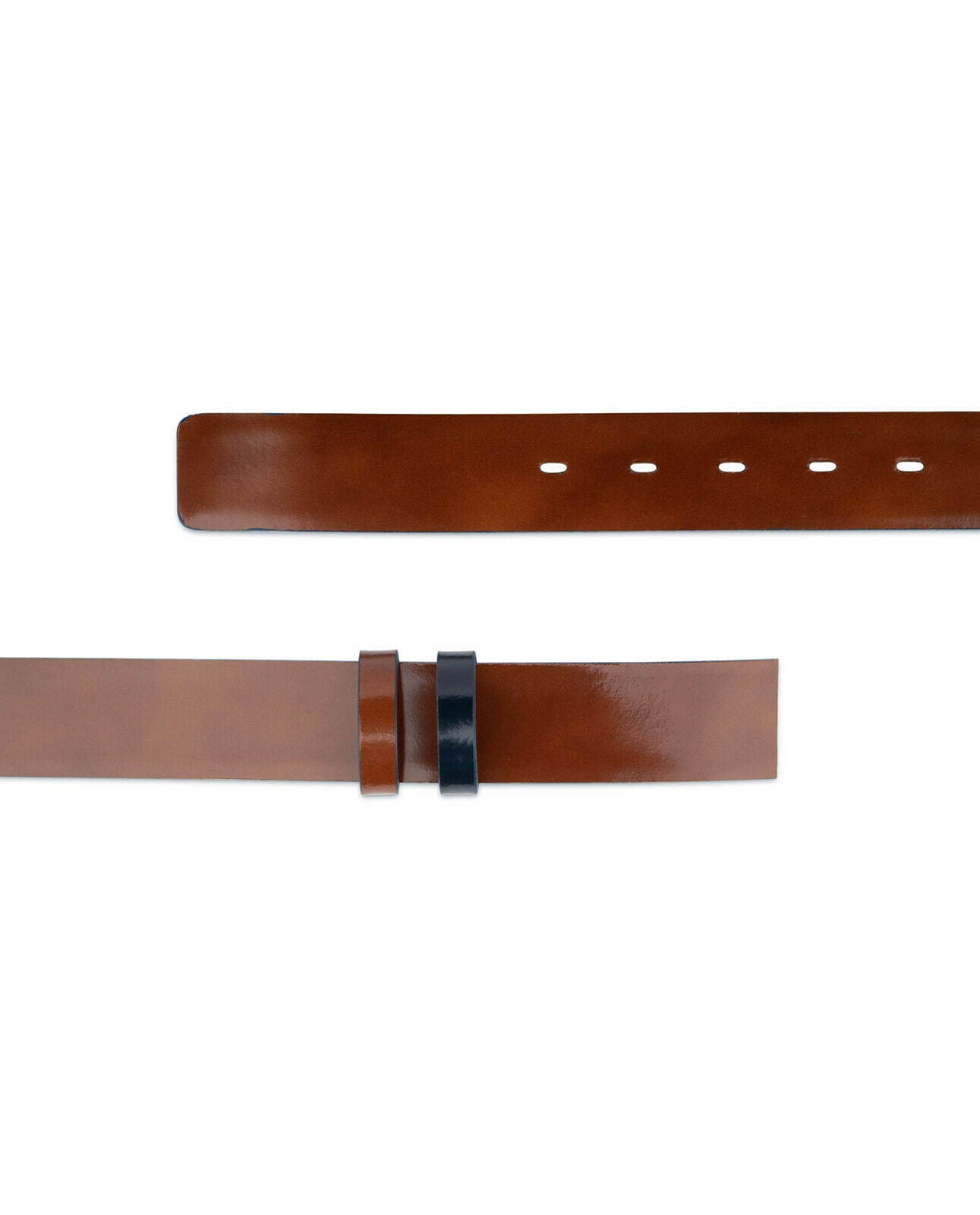 Patent Leather Belt Strap For Ferragamo Buckle Blue Brown Mens Replacement 35 Mm