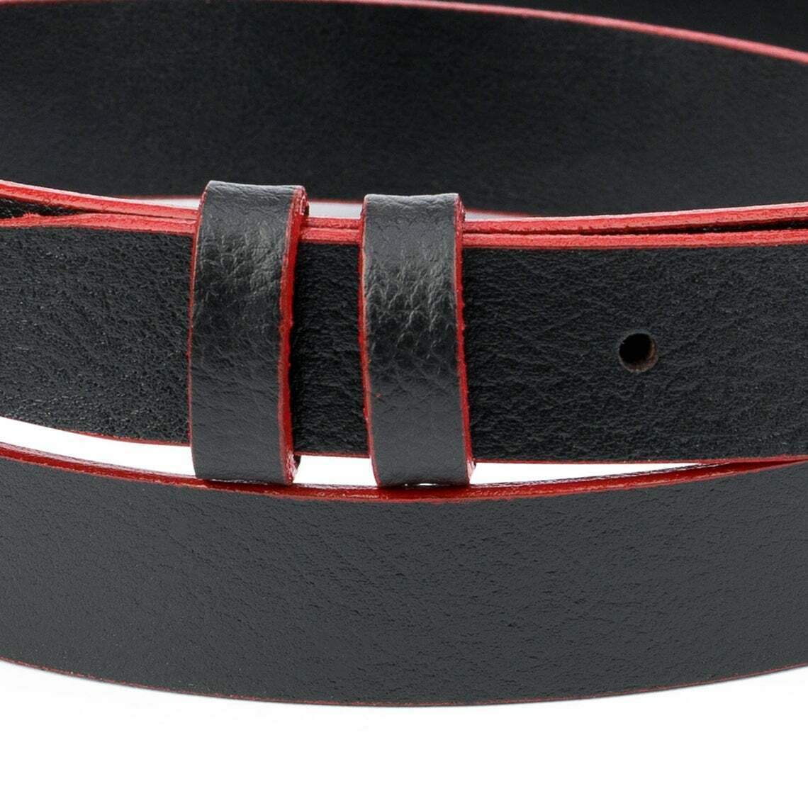 1 inch Black Leather Belt Strap For Cartier Mens Womens Narrow Red Replacement