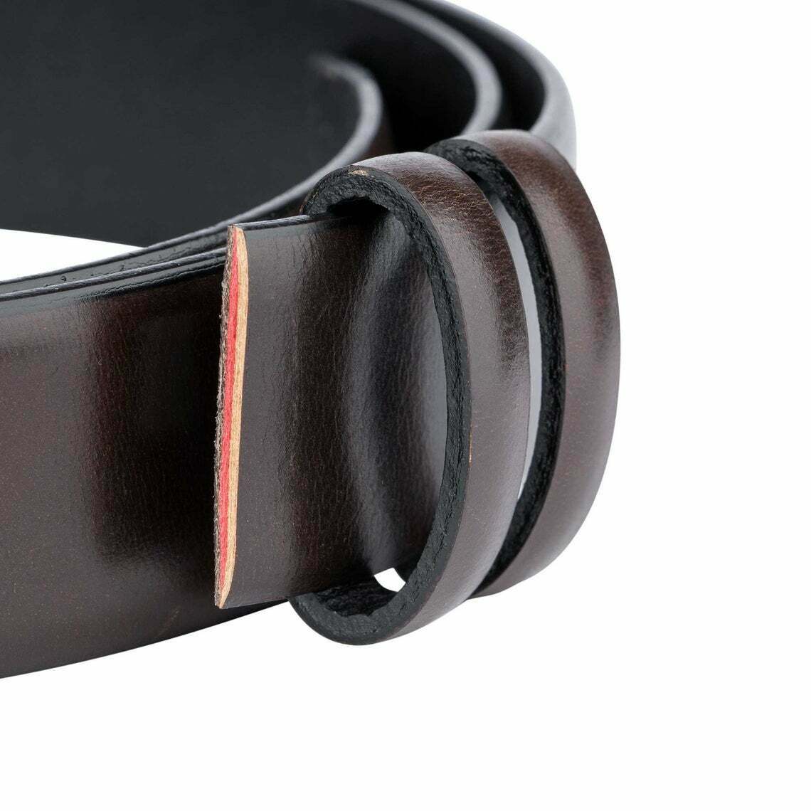 Mens Dark Brown Leather Belt Veg Tan Replacement Strap For Montblanc Buckle 35mm