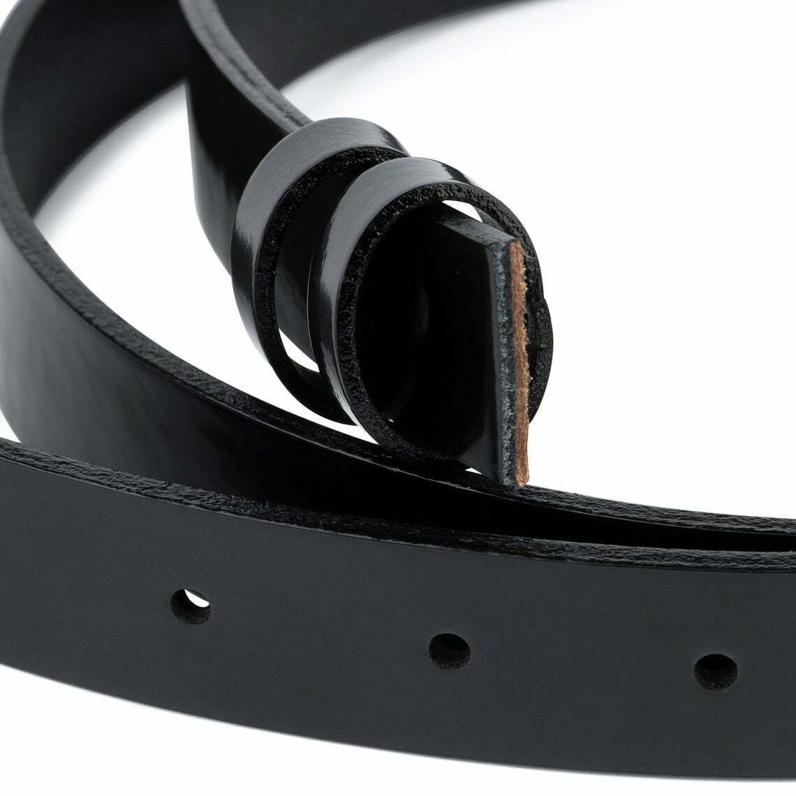 1” Womens Patent Leather Belt No Buckle For Montblanc Belts Thin Narrow Strap