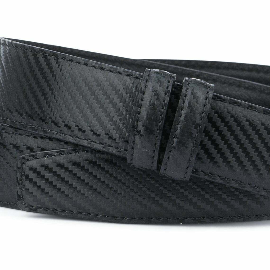 Carbon Fiber Mens Black Leather Belt Strap Replacement For Dunhill Belts 35mm