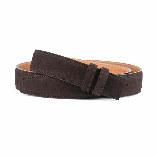 Dark Brown Suede Leather Belt Strap For Ferragamo Buckles 35 Mm Mens Belts