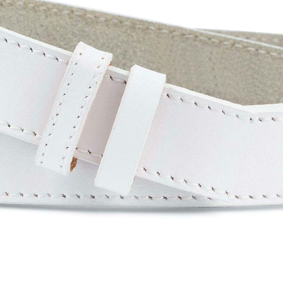 White Leather Belt With No Buckle For Montblanc 30mm Mens Womens Golf Wedding