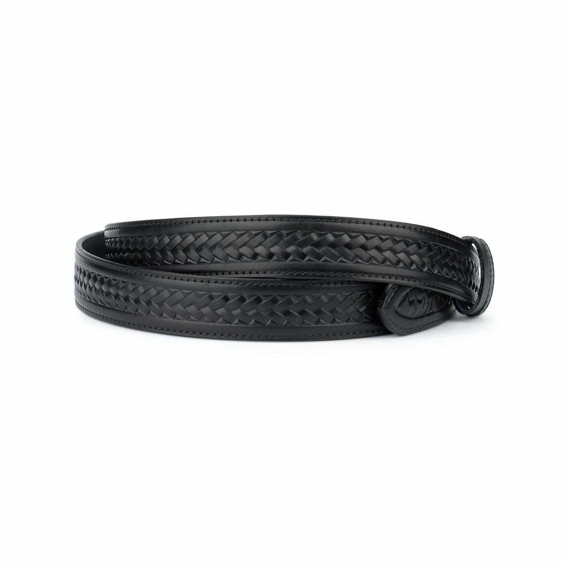 Mens Black Full Grain Belt Replacement Strap For Cartier Buckles 35mm Embossed