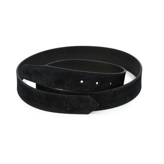 Belt Strap For Dunhill Buckle Black Suede Replacement 35 Mm Genuine Leather