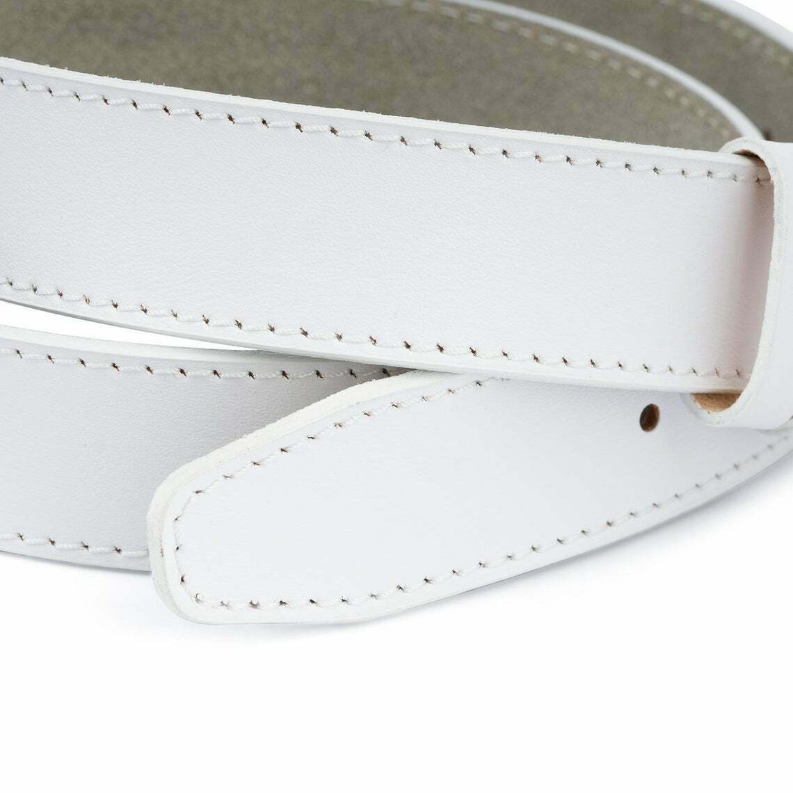 Mens White Leather Belt Replacement Strap For Cartier Buckles 35mm Adjustable