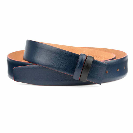 Blue Leather Belt Strap For Cartier Buckles Smooth Navy Red Replacement 35mm