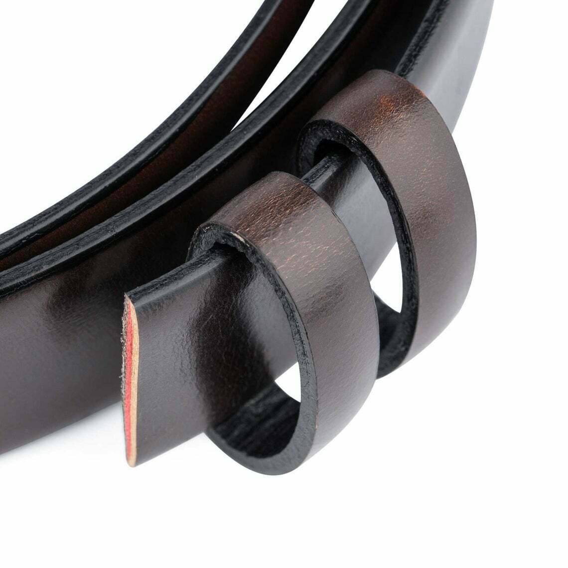 Mens Dark Brown Leather Belt Veg Tan Replacement Strap For Cartier Buckle 35mm