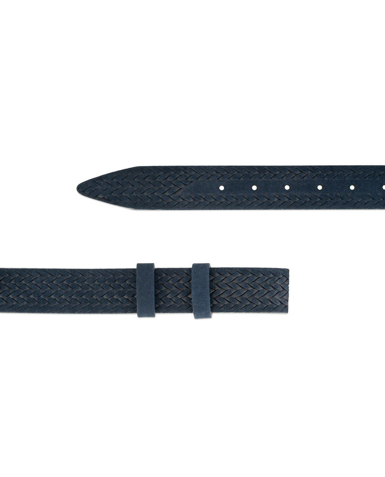 Men's Blue Suede Belt Strap For Montblanc Buckles 35 Mm Woven Leather