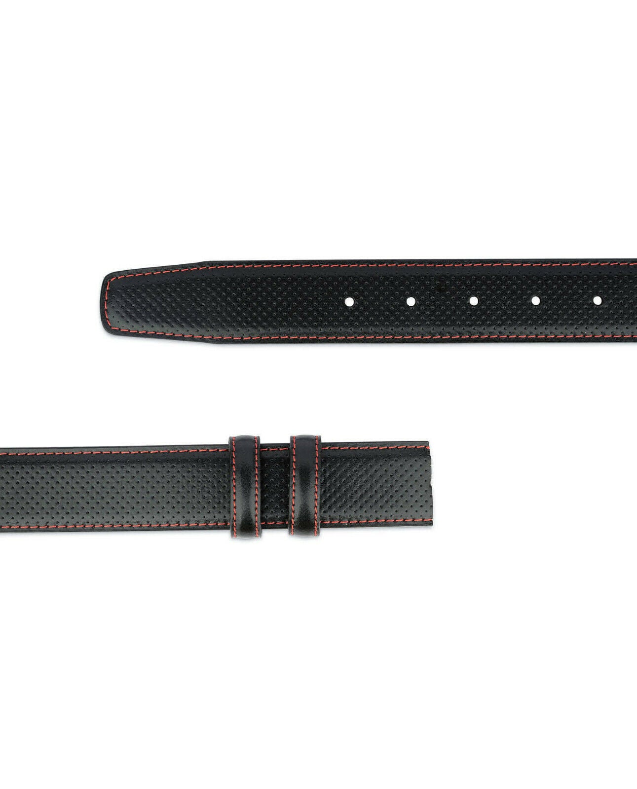 Black Belt Strap For Ferragamo Perforated Replacement Red Genuine Leather 35 Mm